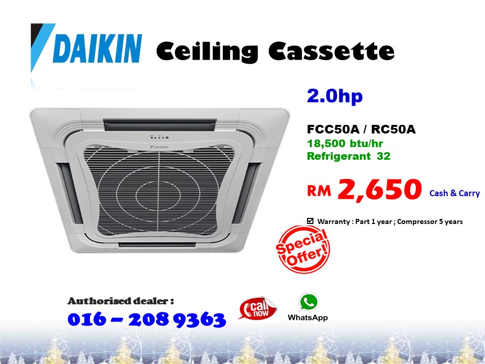 2HP DAIKIN CASSETTE FCC50A / RC50A